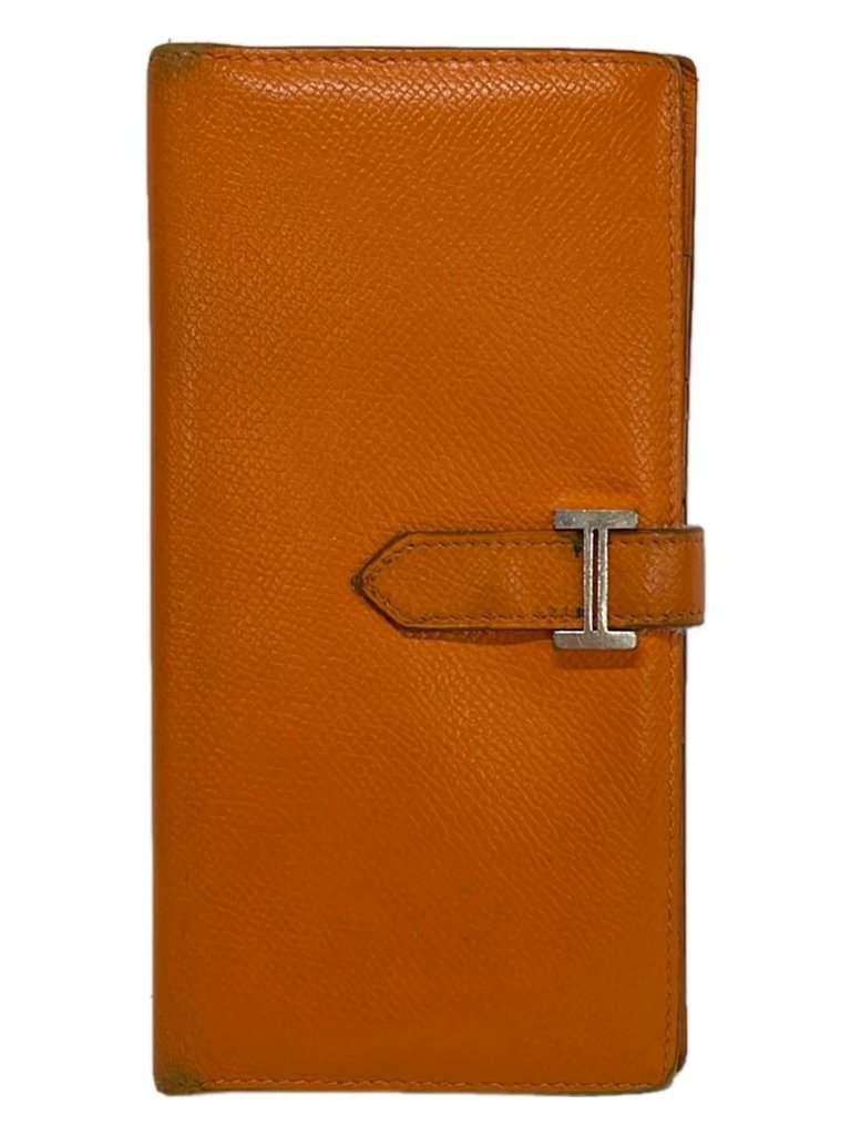 Hermes Bearn Orange Veau Epsom Square I Long Wallet